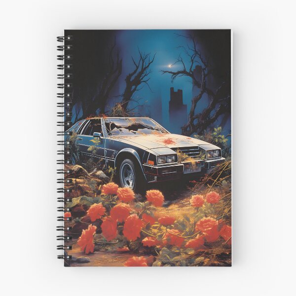 Item preview, Landscape of Post Apocalyptic Ruined Retro Car Overgrown with Red Flowers in Night Wasteland with Ruins of City designed and sold by Je-we.