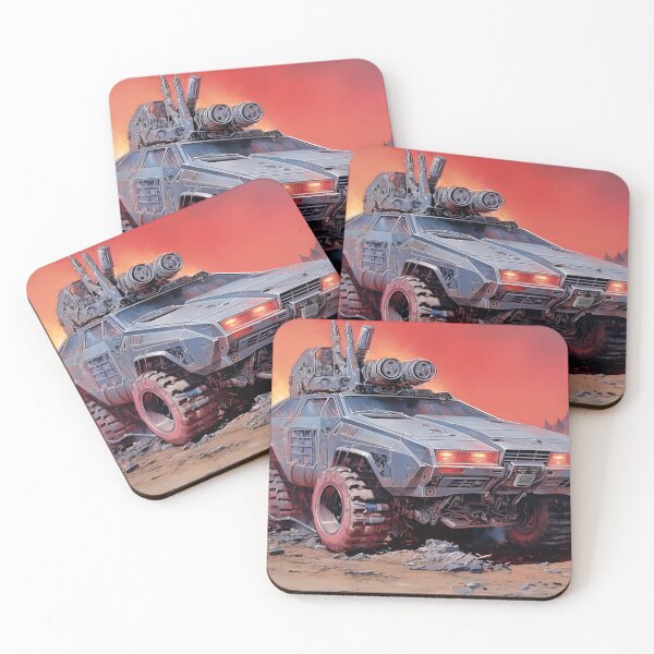 Item preview, Landscape of Post Apocalyptic Futuristic Car with Off-road Wheels in Wasteland with Evening Sunset Sky designed and sold by Je-we.