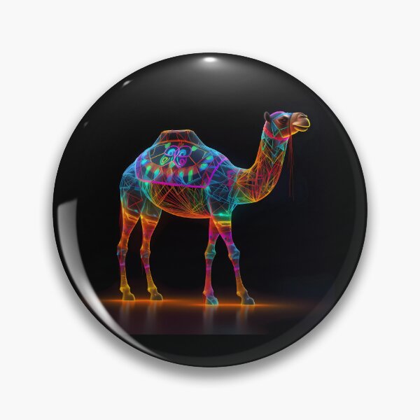 Item preview, "Dromedary camel with colorful neon digital patterns" designed and sold by Art-Vortex-fr.