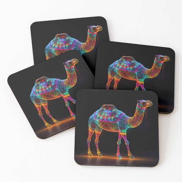 Item preview, "Dromedary camel with colorful neon digital patterns" designed and sold by Art-Vortex-fr.