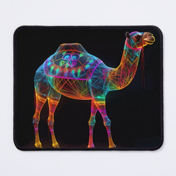 Item preview, "Dromedary camel with colorful neon digital patterns" designed and sold by Art-Vortex-fr.