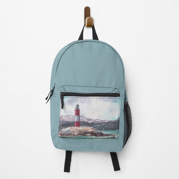 Item preview, Seascape Les Eclaireurs Lighthouse Beagle channel near Ushuaia Watercolor illustration hand painted designed and sold by BartolArt.
