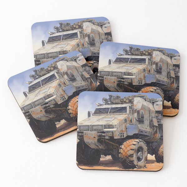 Item preview, Landscape of Post Apocalyptic Futuristic Armored Truck with Off-road Wheels in Wasteland with Ruins of City designed and sold by Je-we.