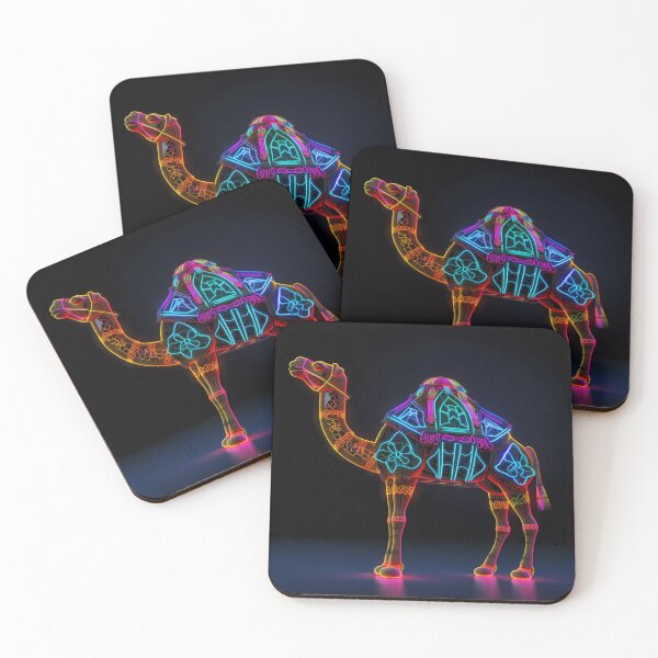 Item preview, "Dromedary camel with colorful neon digital patterns" designed and sold by Art-Vortex-fr.