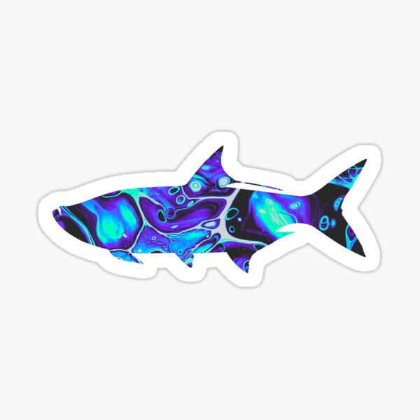 Vista previa del artículo con la obra «Sábalo azul trippy Pegatina», diseñado y vendido por Mirrolure.