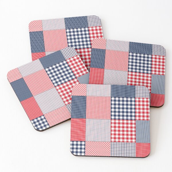 Item preview, Red and blue plaid patchwork gingham check designed and sold by Inktown.