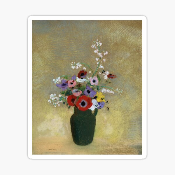 Item preview, Large Green Vase with Mixed Flowers by Odilon Redon 1910 designed and sold by Vintage Wall Art.