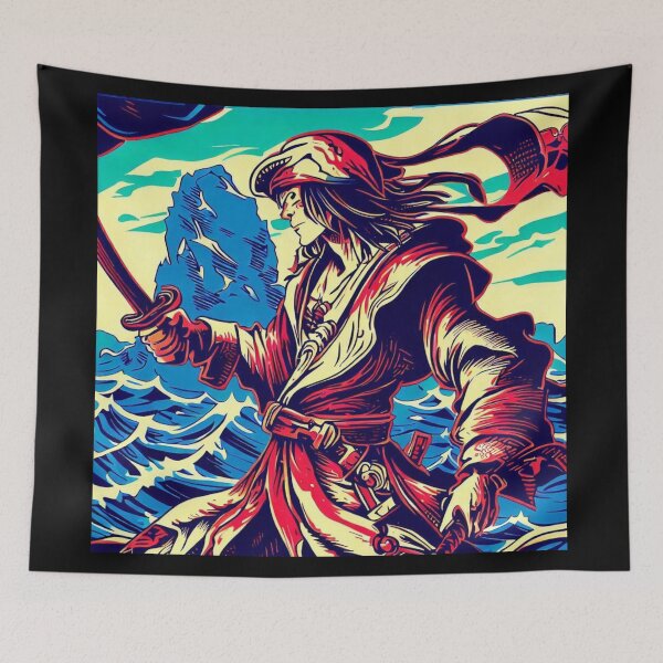 Item preview, Fantasy Pirate Anime - Woodcut 2 designed and sold by CrankyOldDude.