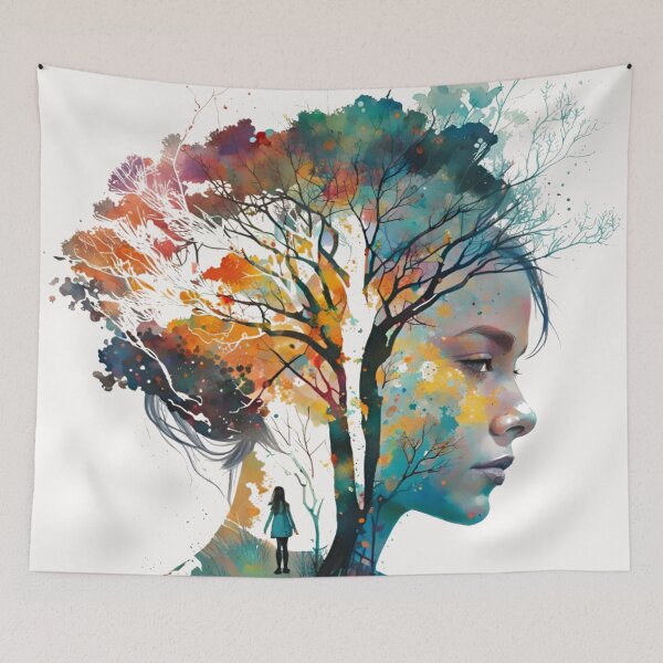 Item preview, Abstract Over  Thinking Female Heads Mental Health designed and sold by WearWolfDesigns.
