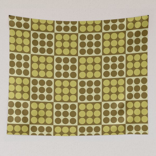 Item preview, Retro Mid Century Modern Geometric Pattern 128 Scandi Ochre and Gold designed and sold by tonymagnerart.