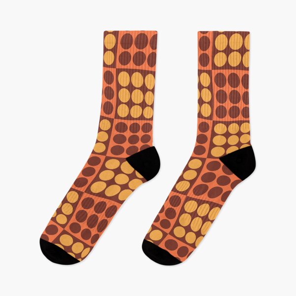 Item preview, Retro Mid Century Modern Geometric Pattern 129 Scandi Orange Brown and Yellow designed and sold by tonymagnerart.