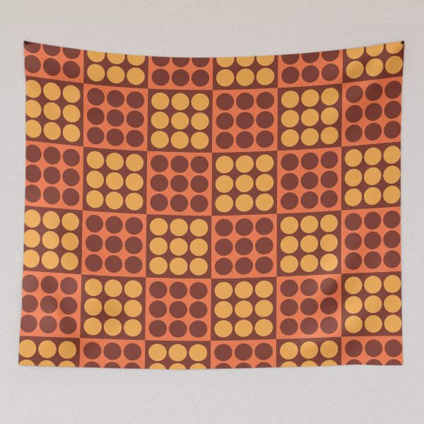 Item preview, Retro Mid Century Modern Geometric Pattern 129 Scandi Orange Brown and Yellow designed and sold by tonymagnerart.