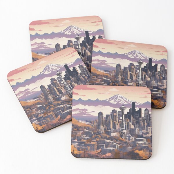 Item preview, Seattle Abstract Cityscape designed and sold by AIArtImpact.