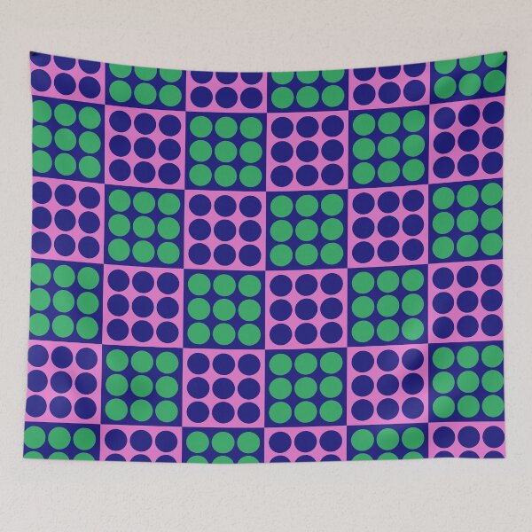 Item preview, Retro Mid Century Modern Geometric Pattern 130 Scandi Blue Pink and Green designed and sold by tonymagnerart.