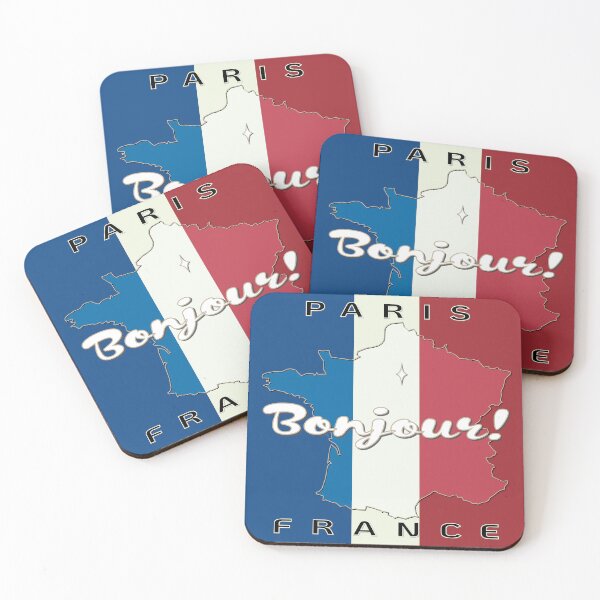 Item preview, Bonjour Paris, France Country Map on French Flag designed and sold by we-rove.