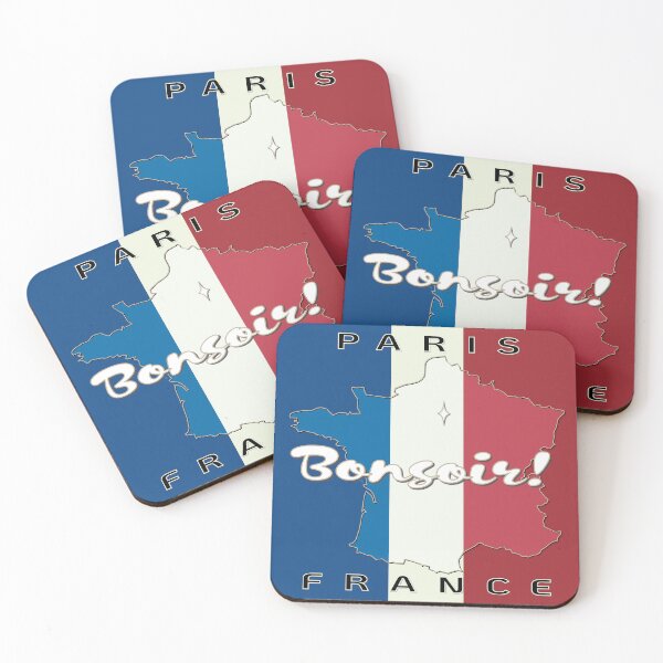Item preview, Bonsoir Paris, France Country Map on French Flag designed and sold by we-rove.