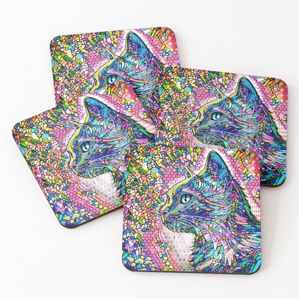 Item preview, Multicolor Stained Glass Style Cat 706 designed and sold by artbylucie.