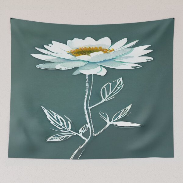 Item preview, White Blossom on Captivating Blue designed and sold by Simple-Art-work.