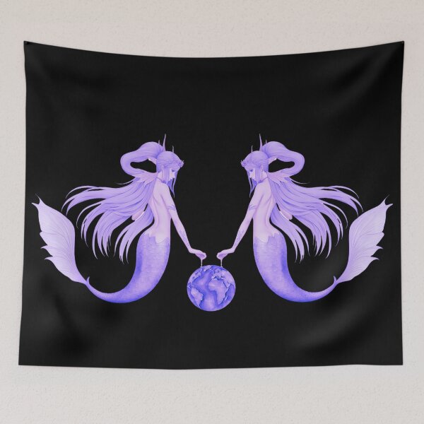 Item preview, Vintage Style Mermaids Holding The World in Their Hands designed and sold by SirenasWorld.