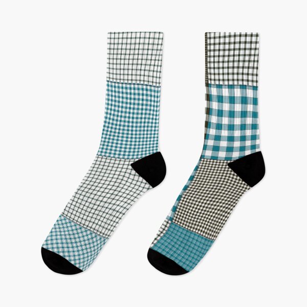 Item preview, Aqua  blue teal and black plaid patchwork gingham check designed and sold by Inktown.