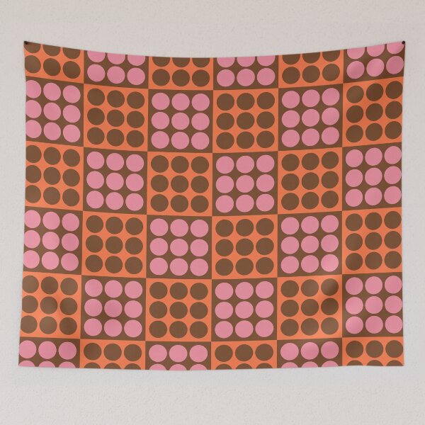 Item preview, Retro Mid Century Modern Geometric Pattern 132 Scandi Brown Orange and Pink designed and sold by tonymagnerart.