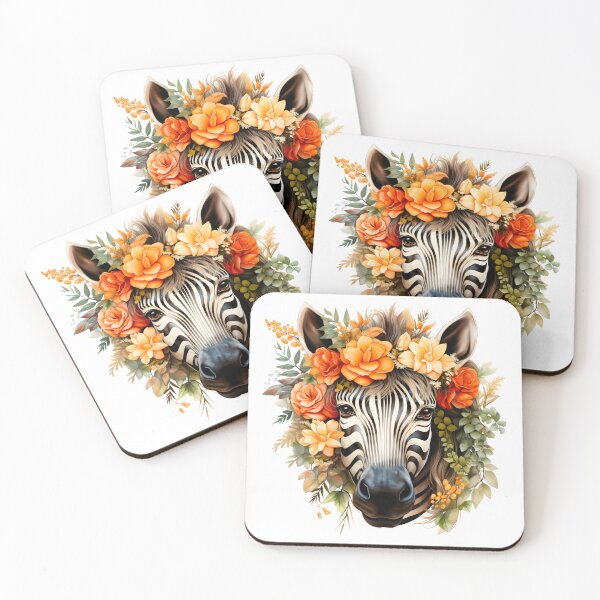 Item preview, Copy of Cute floral zebra wearing a floral head wreath  designed and sold by PawsandPages.