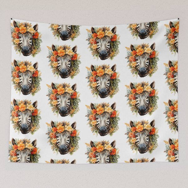 Item preview, Copy of Cute floral zebra wearing a floral head wreath  designed and sold by PawsandPages.