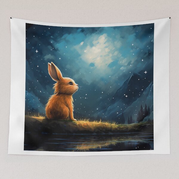 Item preview, Enchanted Night: Brown Bunny Gazing into Starlit Skies designed and sold by Christian Weiss.