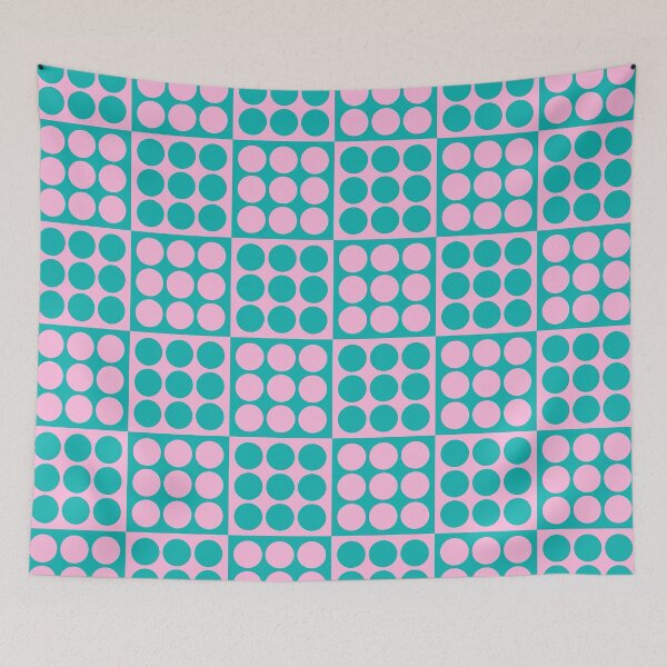 Item preview, Retro Mid Century Modern Geometric Pattern 134 Scandi Turquoise and Pink designed and sold by tonymagnerart.