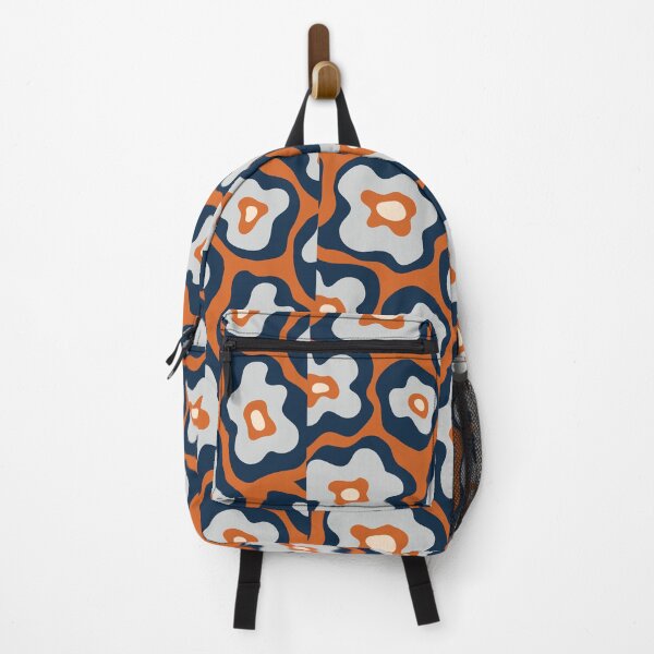 Item preview, Navy Orange Gray Organic Flower Design designed and sold by ArtMeetsPizza.