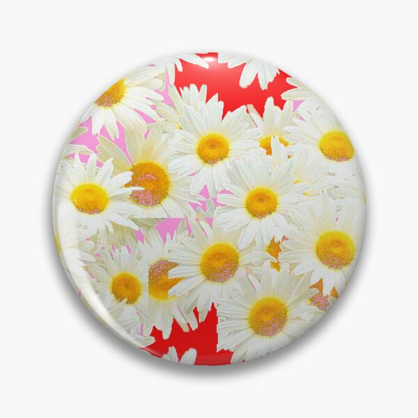 Item preview, WHITE SHASTA DASY FLOWERS PATTERN RED-PINK  ART designed and sold by sharlesart.
