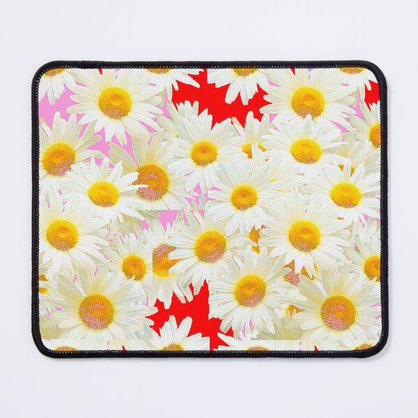 Item preview, WHITE SHASTA DASY FLOWERS PATTERN RED-PINK ART designed and sold by sharlesart.