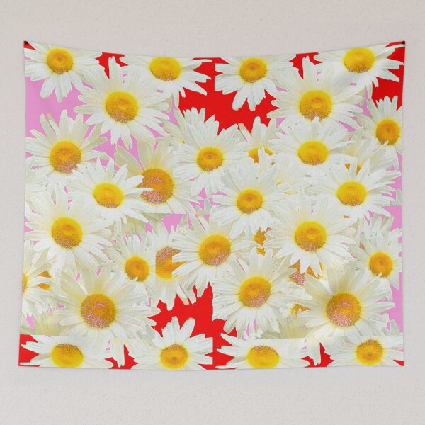 Item preview, WHITE SHASTA DASY FLOWERS PATTERN RED-PINK  ART designed and sold by sharlesart.