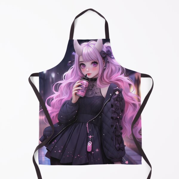 Item preview, Cute Purple Anime Girl Drinking Soda designed and sold by bubblegoth.