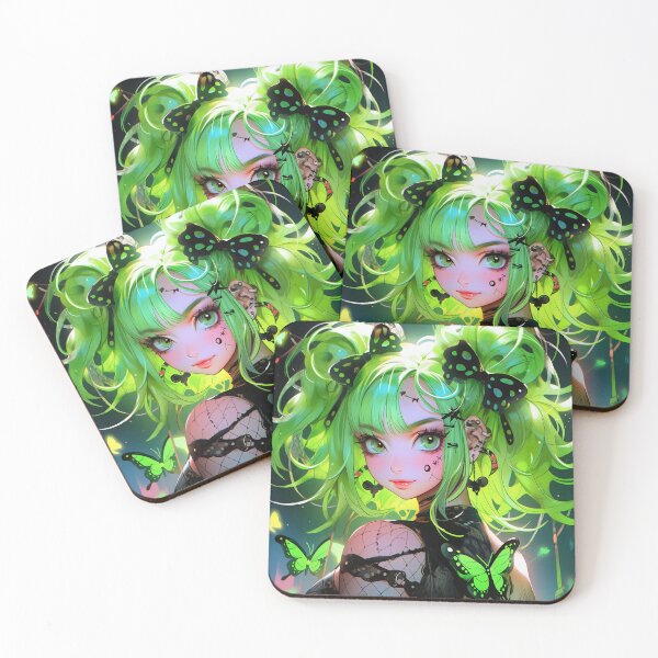 Item preview, Cute Green Butterfly Goth Anime Girl designed and sold by bubblegoth.