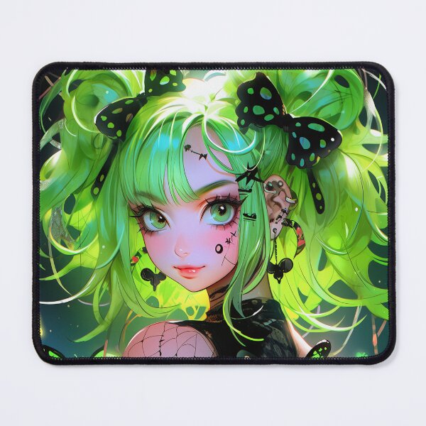 Item preview, Cute Green Butterfly Goth Anime Girl designed and sold by bubblegoth.