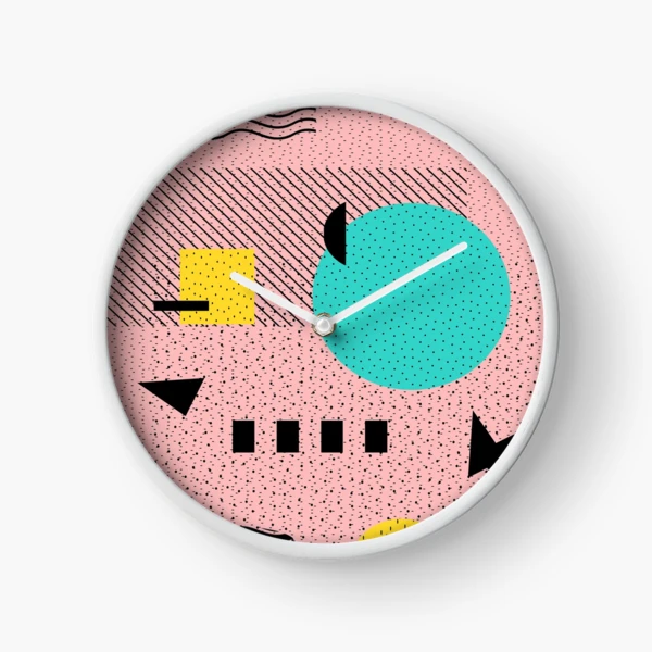 Memphis Wall Clock – Pink – Handmade – 1980s For Sale at 1stDibs