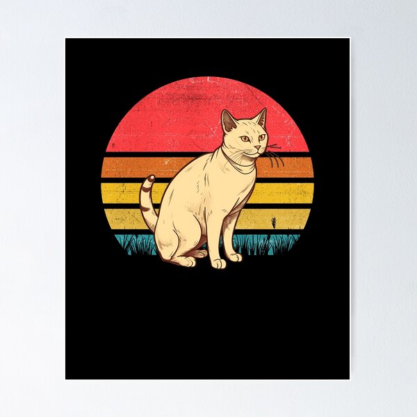 Item preview, Khao Manee Cat Vintage Retro Sunset designed and sold by rafaeltto.