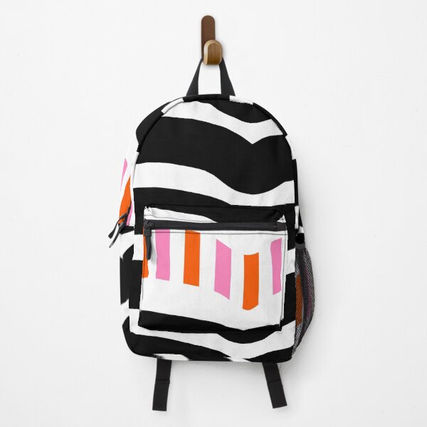 Item preview, Bold Modern Wavy Black and White Pattern with Hot Pink and Orange Touch designed and sold by Deutschic.