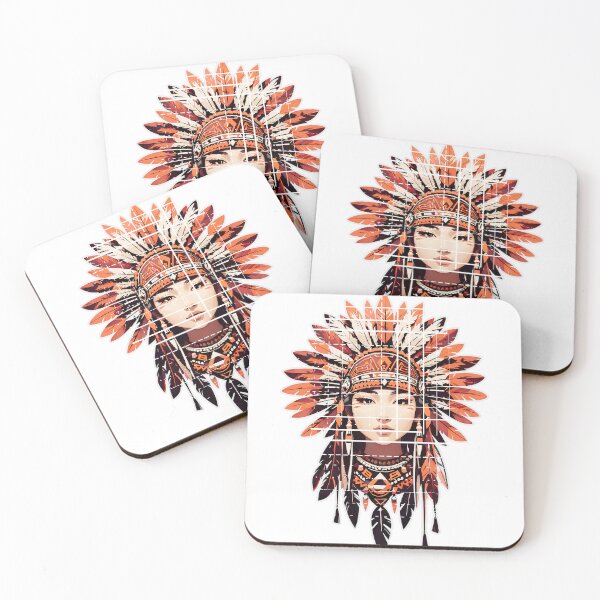 Item preview,  Captivating Design Combining the Beauty of Native American Girl and Sleek Straight Lines designed and sold by Yakam.
