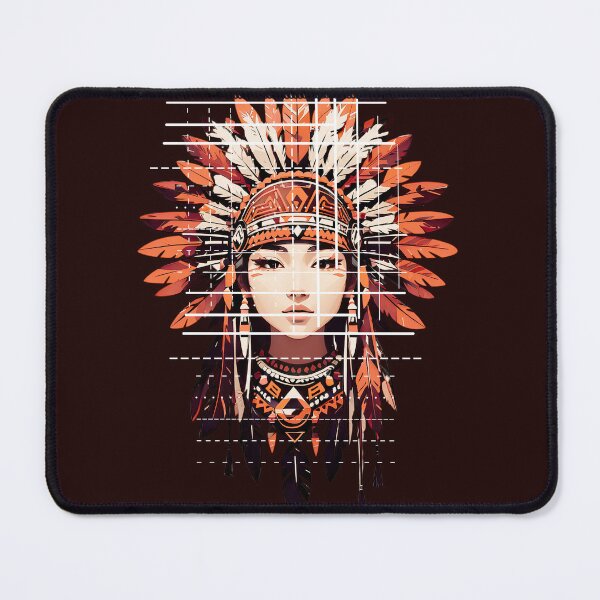 Item preview, Captivating Design Combining the Beauty of Native American Girl and Sleek Straight Lines designed and sold by Yakam.