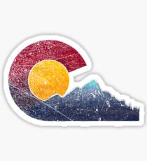 Colorado Flag Themed Mountain Scenery Sticker