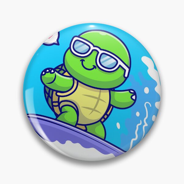 Item preview, Cute Turtle Riding the Waves Cartoon Vector Icon designed and sold by hjian8219.