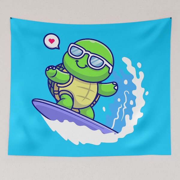 Item preview, Cute Turtle Riding the Waves Cartoon Vector Icon designed and sold by hjian8219.