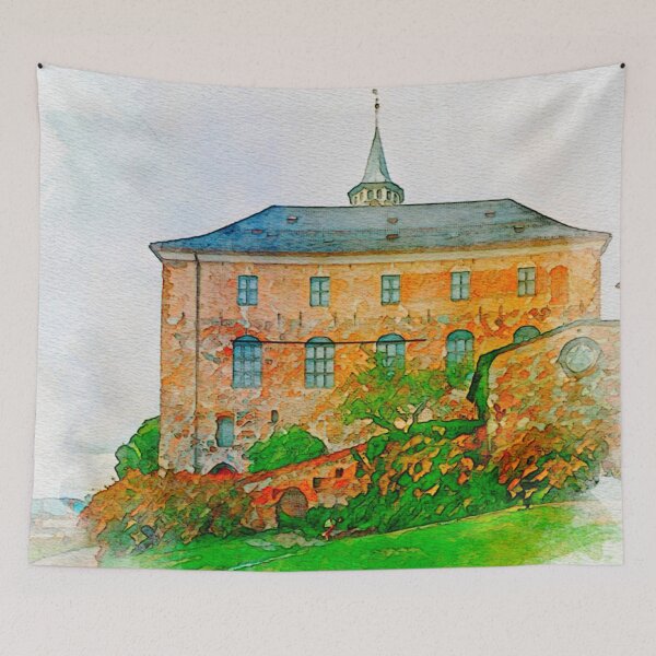Item preview, A Watercolor Design of the Akershus Fortress in Oslo - Norway designed and sold by Sketch-Shack.
