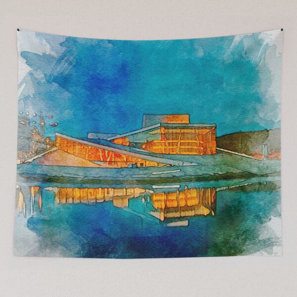 Item preview, A Watercolor Design of the Norwegian National Opera and Ballet in Oslo - Norway designed and sold by Sketch-Shack.