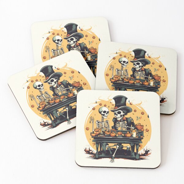 Item preview, Eerie Halloween Street Scene with Dancing Skeleton and Skull-covered Calliope designed and sold by eyestetix.