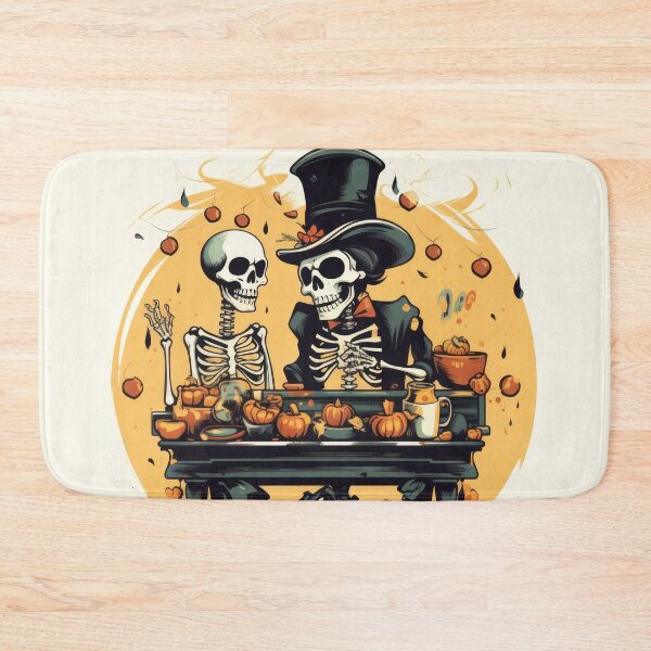 Item preview, Eerie Halloween Street Scene with Dancing Skeleton and Skull-covered Calliope designed and sold by eyestetix.