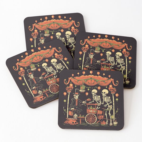 Item preview, Eerie Halloween Street Scene with Dancing Skeleton and Skull designed and sold by eyestetix.