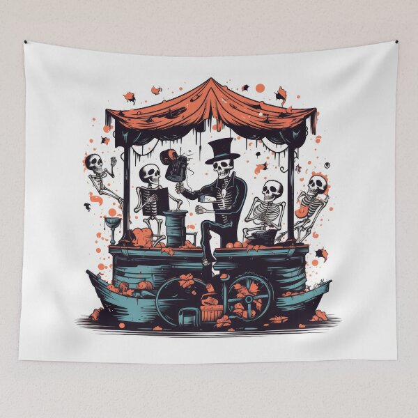 Item preview, Eerie Halloween Street Scene with Dancing Skeleton and Skull 3 designed and sold by eyestetix.